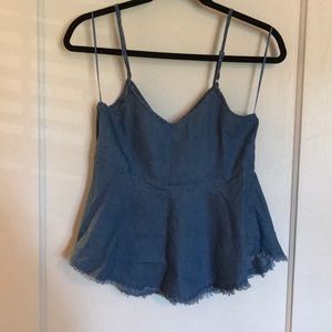 Chambray fringe tank